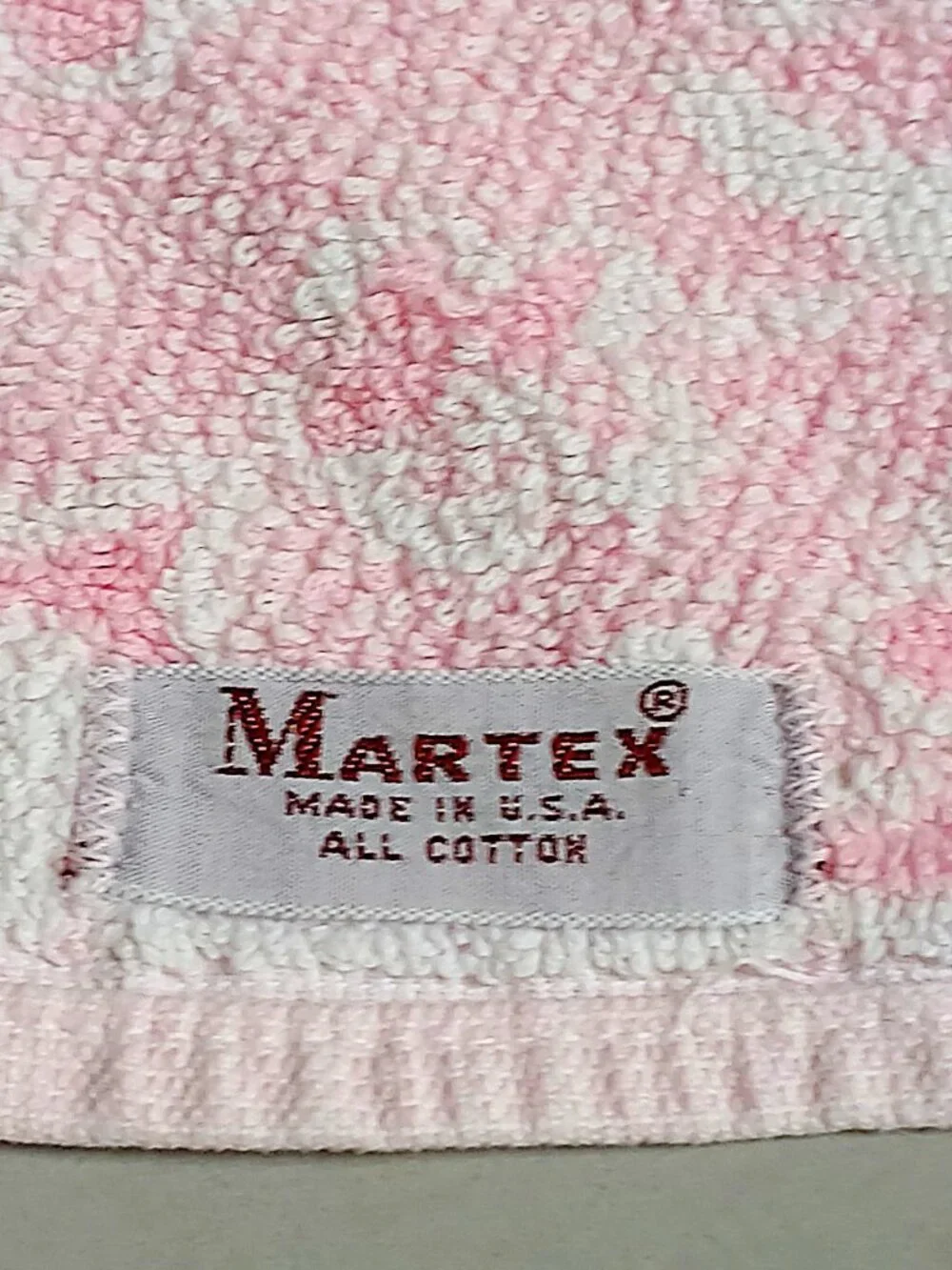 Vintage Pink and White Floral Martex Bath Towels - 24 x 41